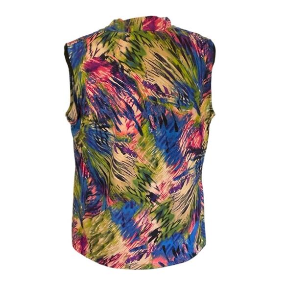 Jones Studio Separates V-Neck Blouse Colorful Career Wear Sleeveless  Size L - Picture 4 of 9